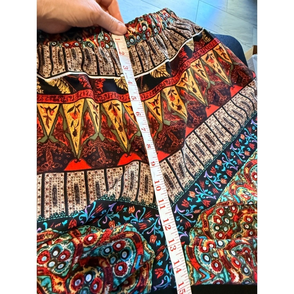 Wide Leg Palazzo Pants Women Large Multicolor Boho Paisley whimsical colored‎ - Picture 8 of 9